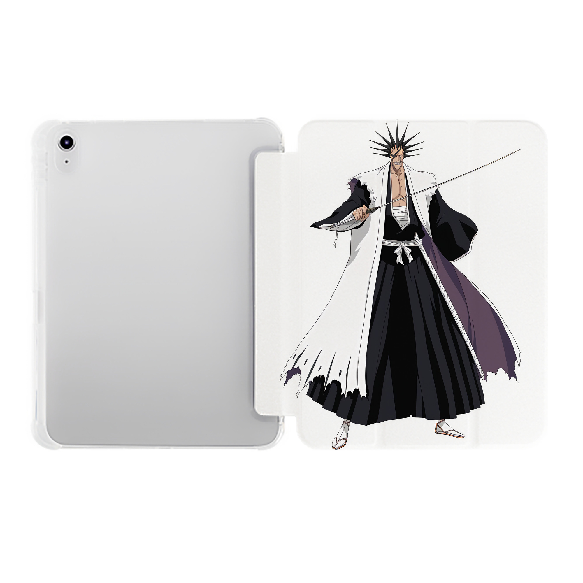 （画像用） ブリーチ ざらき けんぱち BLEACH Zaraki Kenpachi IPad ケース ペン収納付き 三つ折りスタンド PUレザー×シリコン 対応機種9.5/10.5/10.9インチ